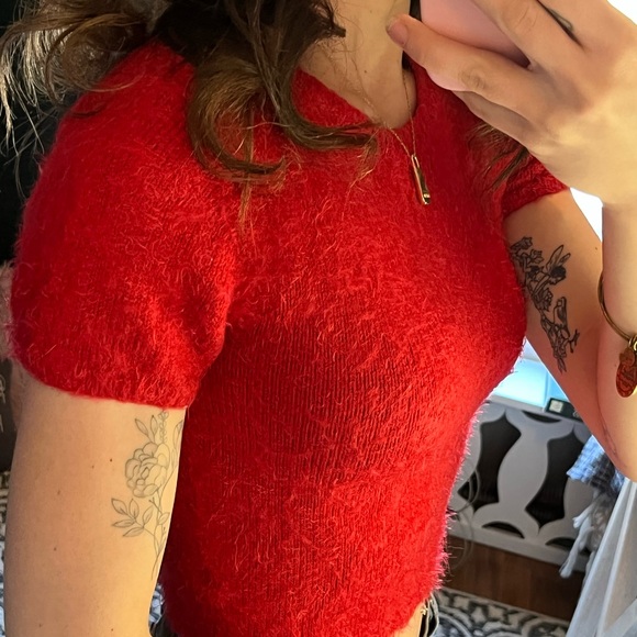 fuzzy Y2K red baby t ✨ - Picture 3 of 3